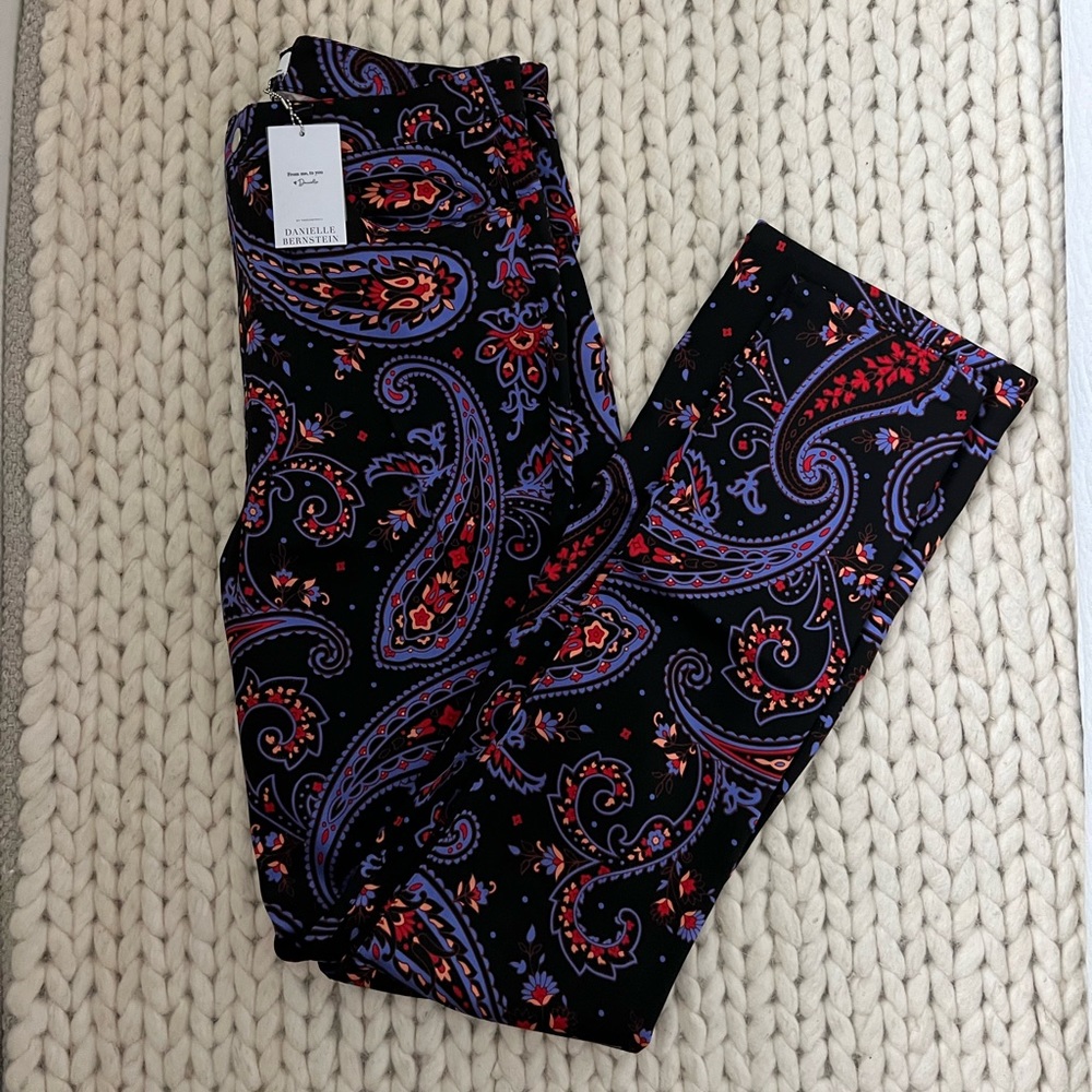 WeWoreWhat Ankle Flare Ankle Flare Paisley Pant in Black Multi NEW WITH TAGS